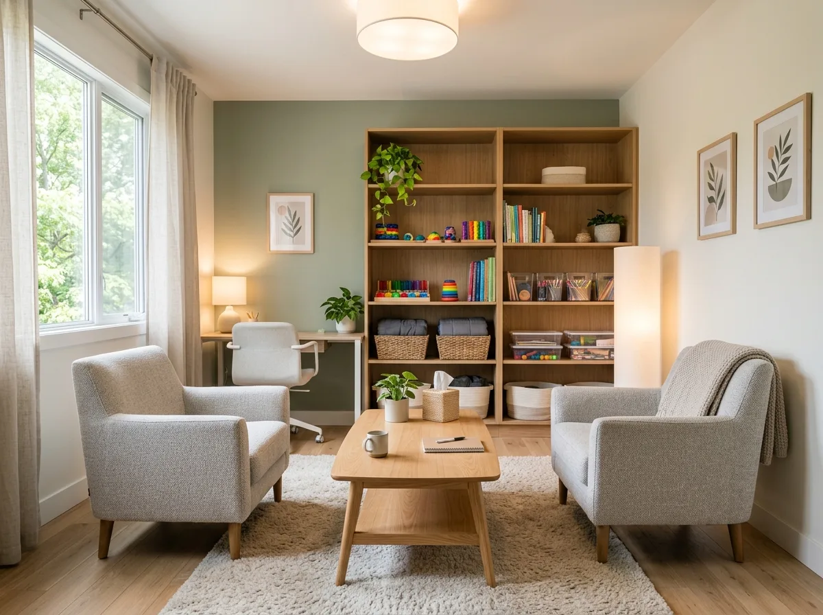 Comfortable therapy office interior in San Antonio